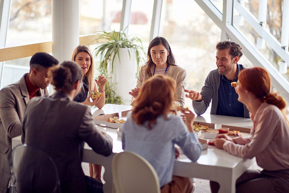 employees discussing sugar awareness